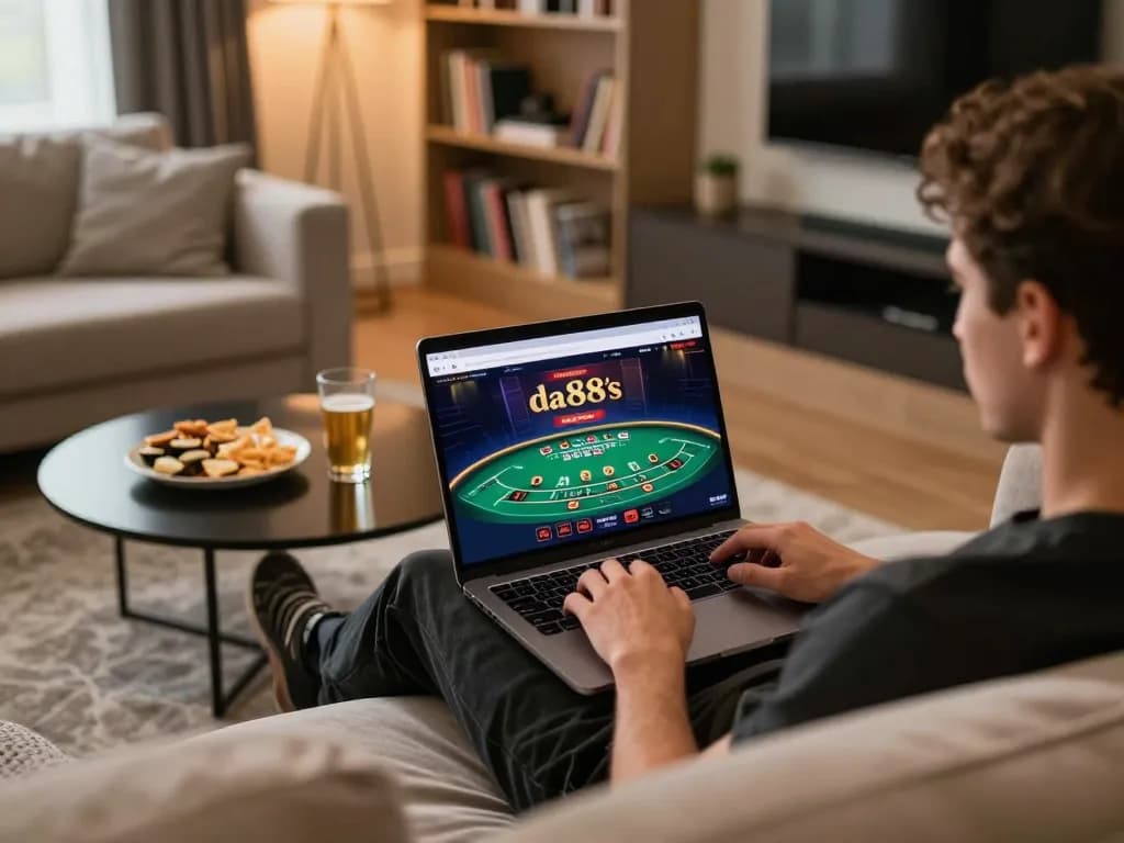 Play blackjack online at da88 with live dealer in stylish home setup