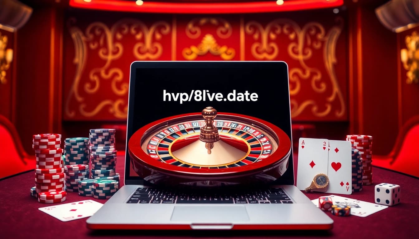 Experience the thrill of betting with games at https://8live.date/ featuring a roulette wheel and playing cards.