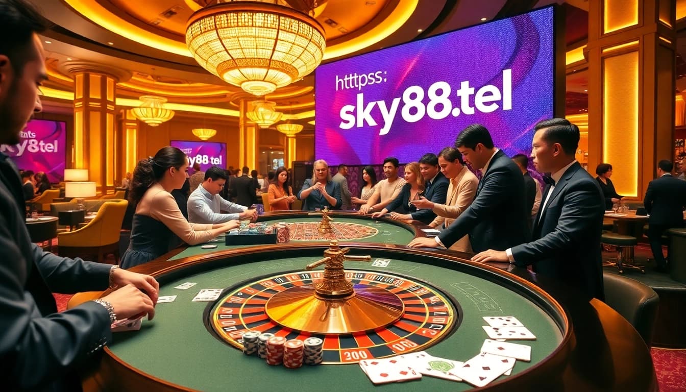 Players enjoying a high-stakes roulette game at https://sky88.tel/ casino, showcasing thrilling moments.