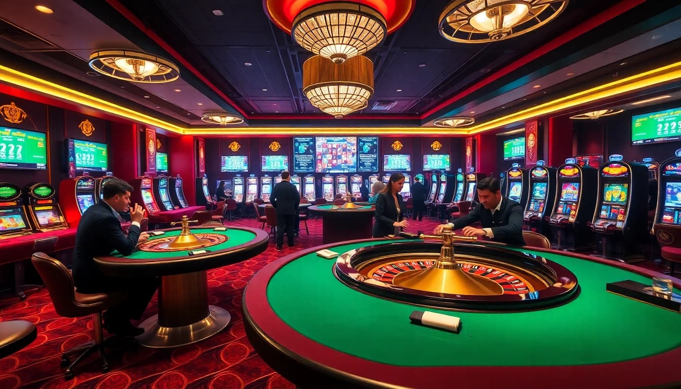 Experience high-stakes gaming action at TIP88, featuring vibrant slot machines and engaging poker tables.