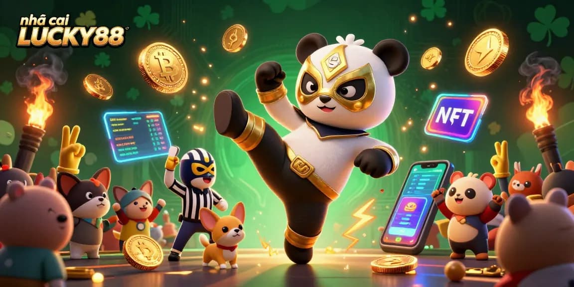 Experience thrilling gameplay at nhà cái LUCKY88 with an energetic scene of betting excitement and vibrant characters.