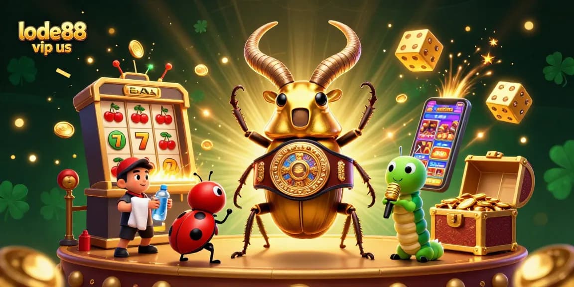 Experience thrilling gameplay with lode88 vip us showcasing fun characters in a vibrant casino scene.