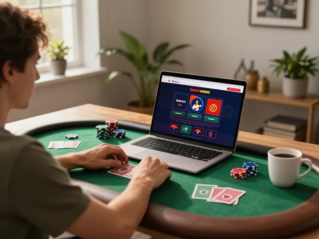 Engaging in online gaming at Dabet with poker chips, showcasing strategic gameplay