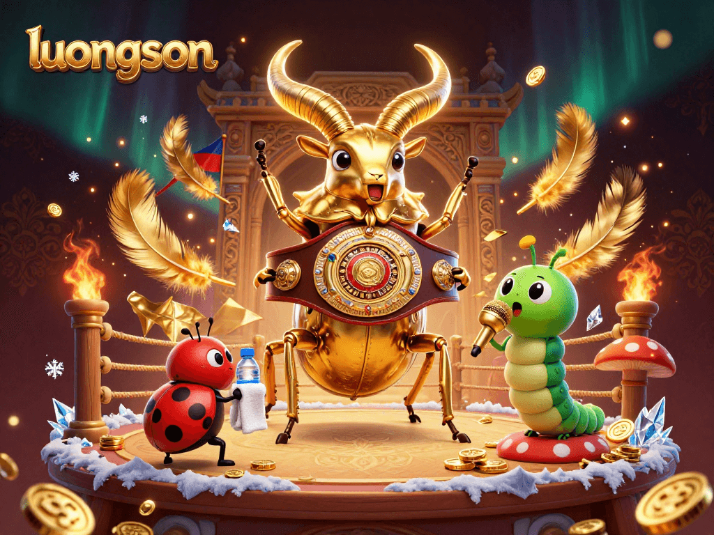 Engage in thrilling luongson gameplay with a unique boxing beetle arena featuring vibrant elements.