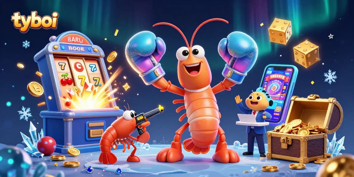 Experience the thrill of tyboi gaming with vibrant casino elements and colorful characters in a dynamic scene.