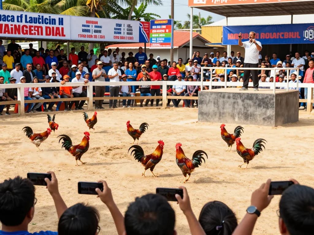 Witnessing intense da ga88 rooster fights with enthusiastic crowds and live betting excitement