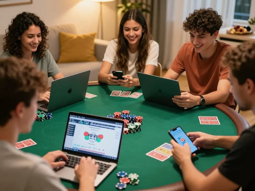 Engaging friends in a competitive poker night using vb88, showcasing chips and cards in a cozy atmosphere