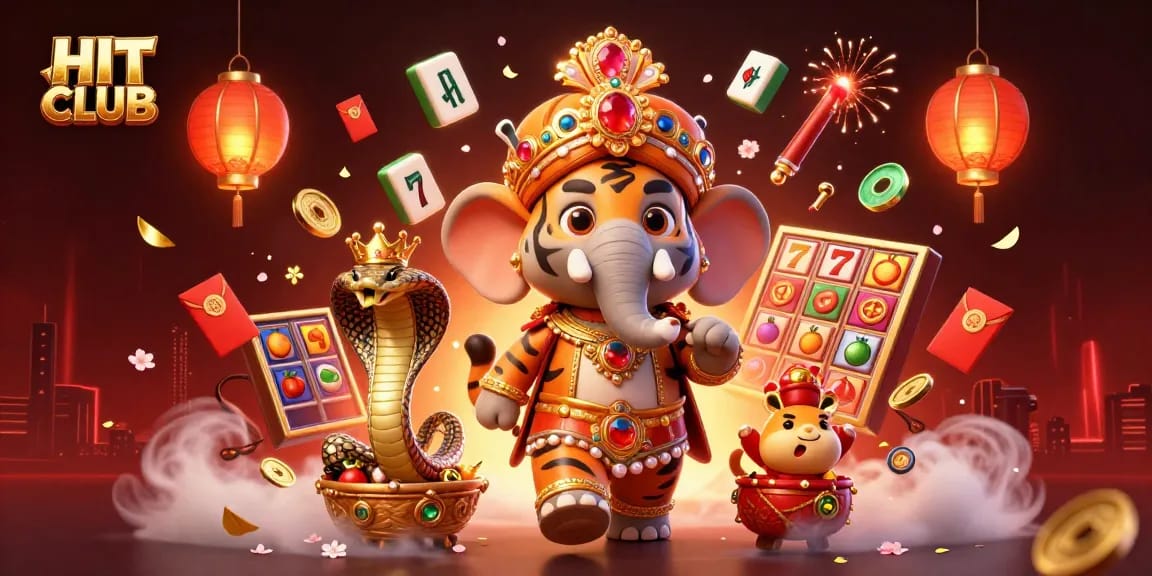 Win big at HIT CLUB with this vibrant casino-themed illustration showcasing excitement and action.