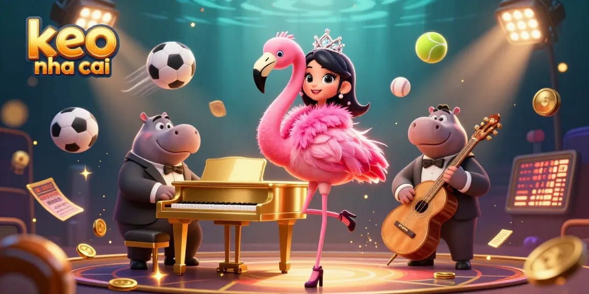 Engage in sports betting excitement with keo nha cai on a dynamic 3D casino scene.