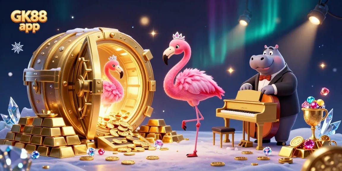 Experience thrilling gameplay with the GK88 app in this vibrant casino scene.