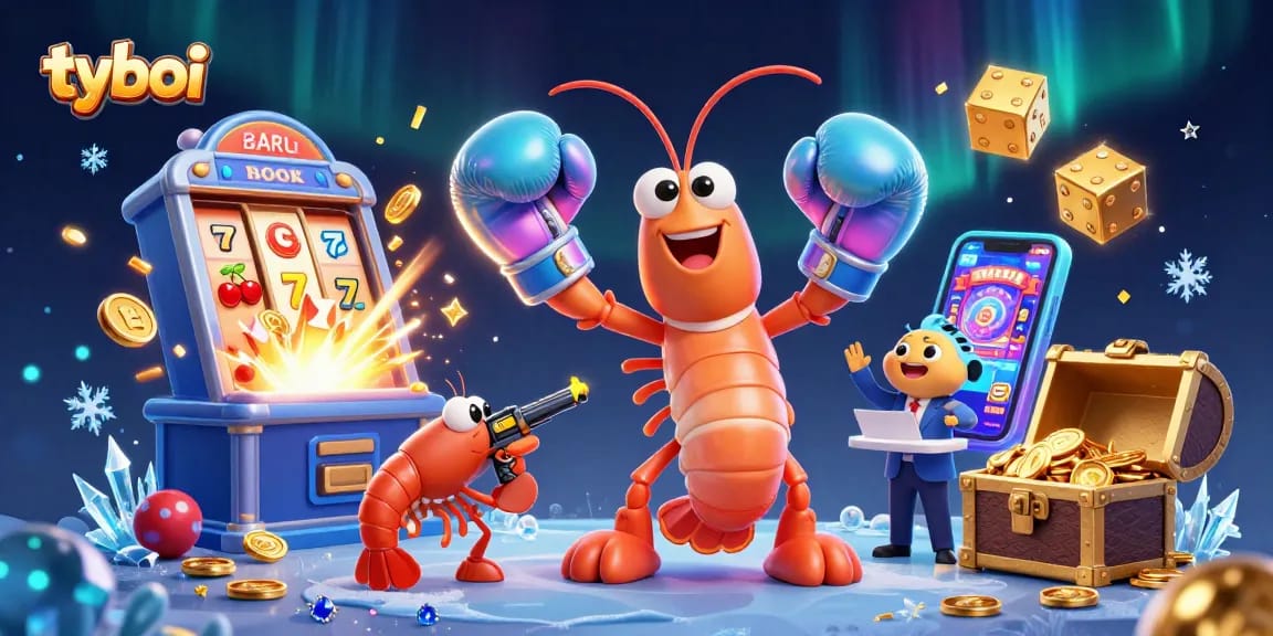 Experience the thrill of tyboi gaming with vibrant casino elements and colorful characters in a dynamic scene.