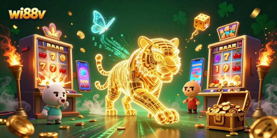 Engage with the thrilling world of wi88v casino games in this dynamic 3D illustration.
