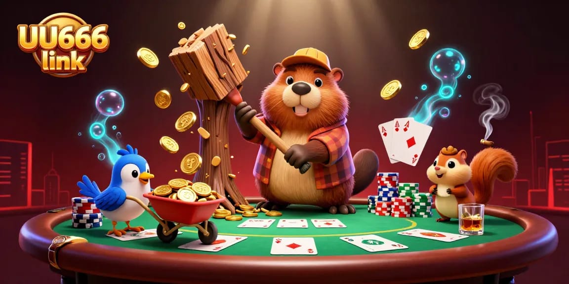 Chop trees for coins with the UU666 link, an energetic casino scene filled with poker excitement.