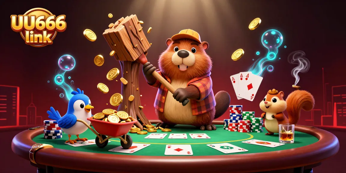 Chop trees for coins with the UU666 link, an energetic casino scene filled with poker excitement.