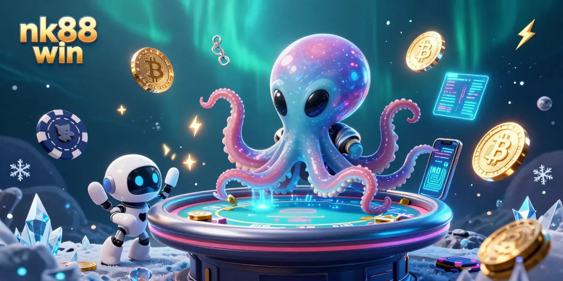 Engage in thrilling gameplay with nk88 win at a holographic poker table, under cosmic elements.