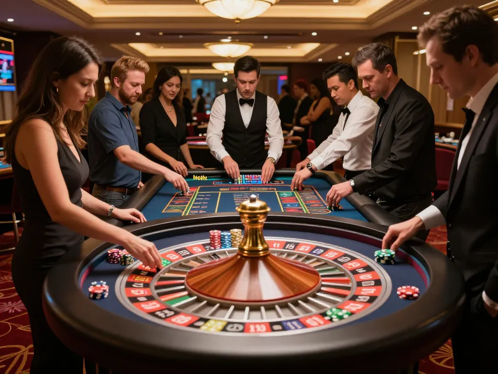 F168 players engaging in an exciting game of roulette with vibrant chips in action