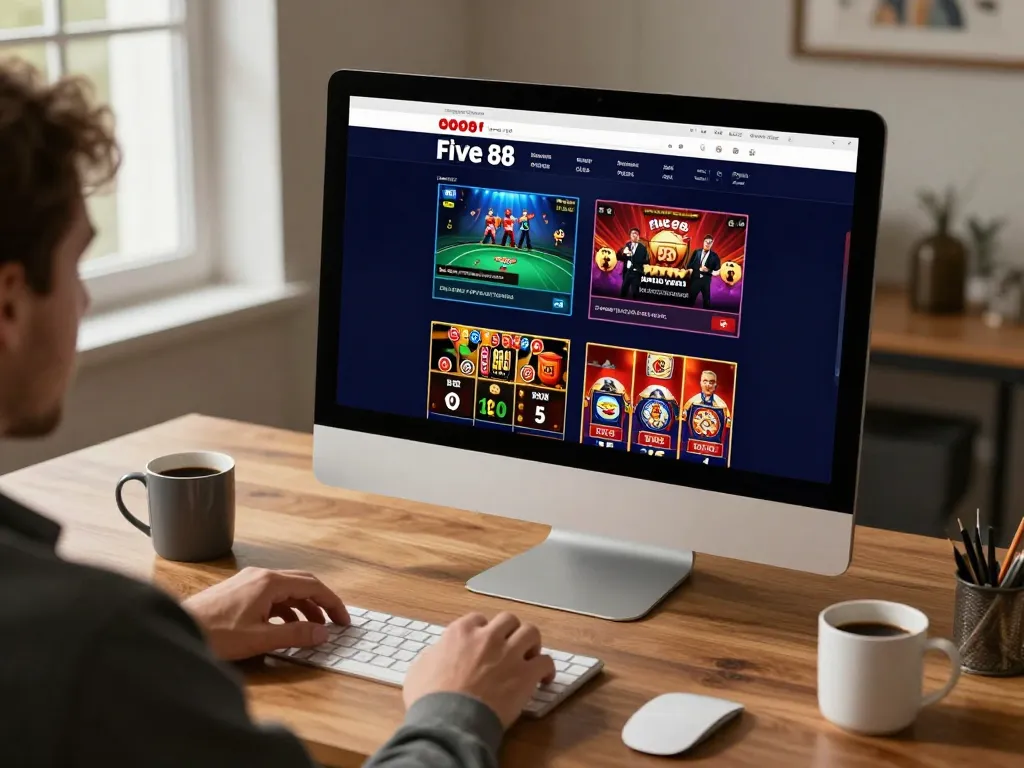 Engaging in strategic gameplay on the Five 88 online casino platform featuring various game options