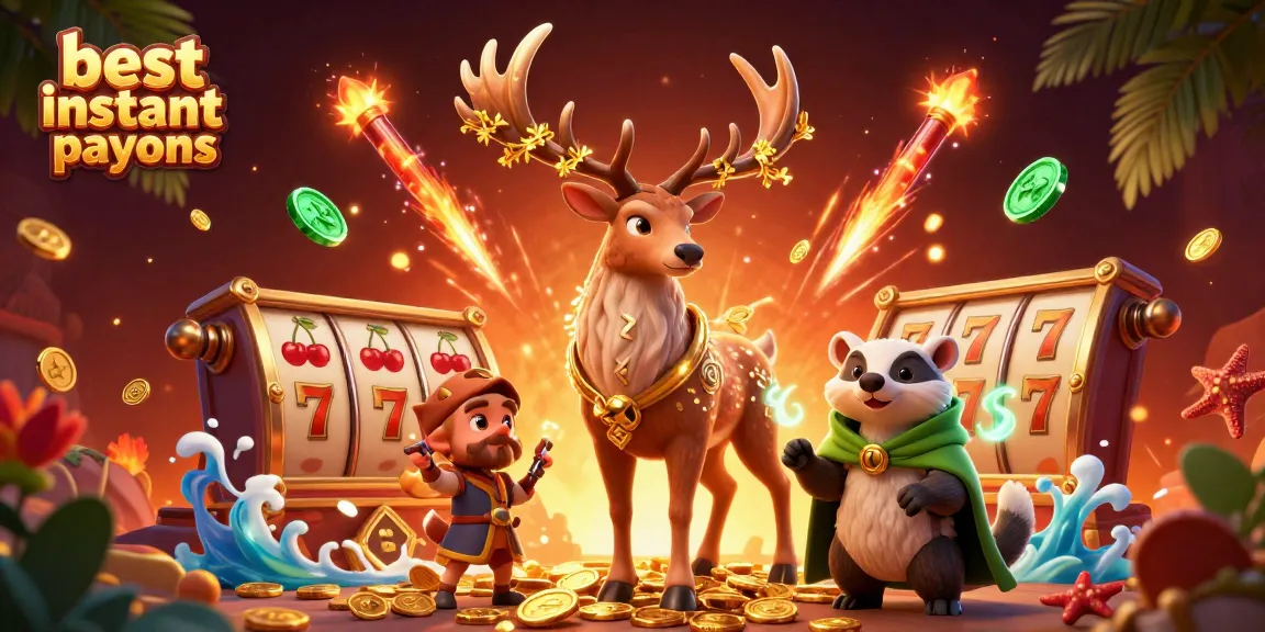 Experience winnings at the best instant payout casinos with vibrant 3D casino characters.