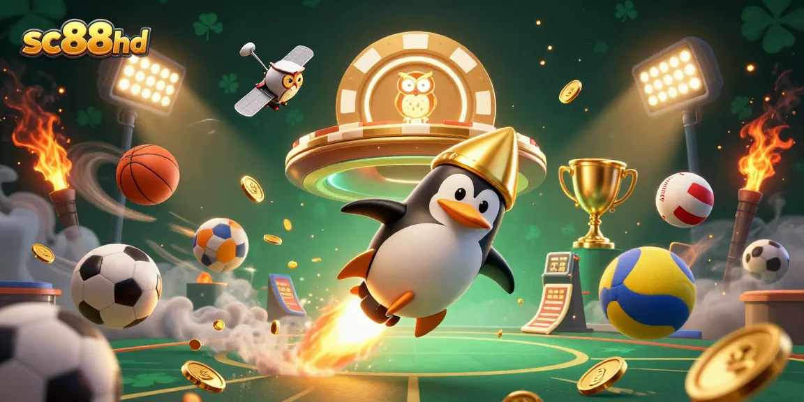 Sc88hd offers thrilling space-themed casino adventure with rocket penguin and sports elements.