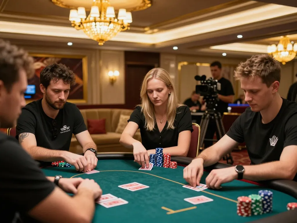 PHPVIP players engaging in intense poker game at casino, showcasing strategic gameplay.