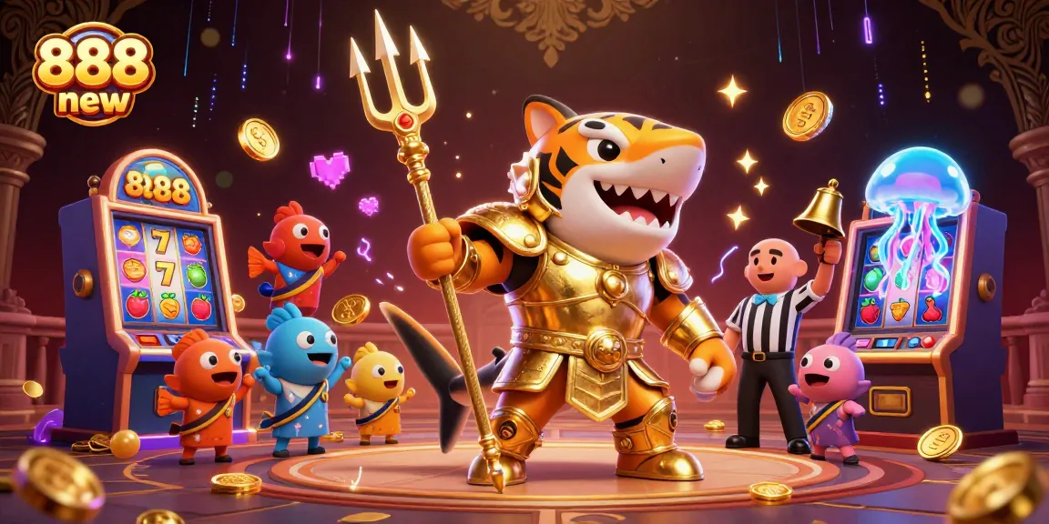Experience thrilling 888 new slot adventures with a tiger shark gladiator in an underwater colosseum.