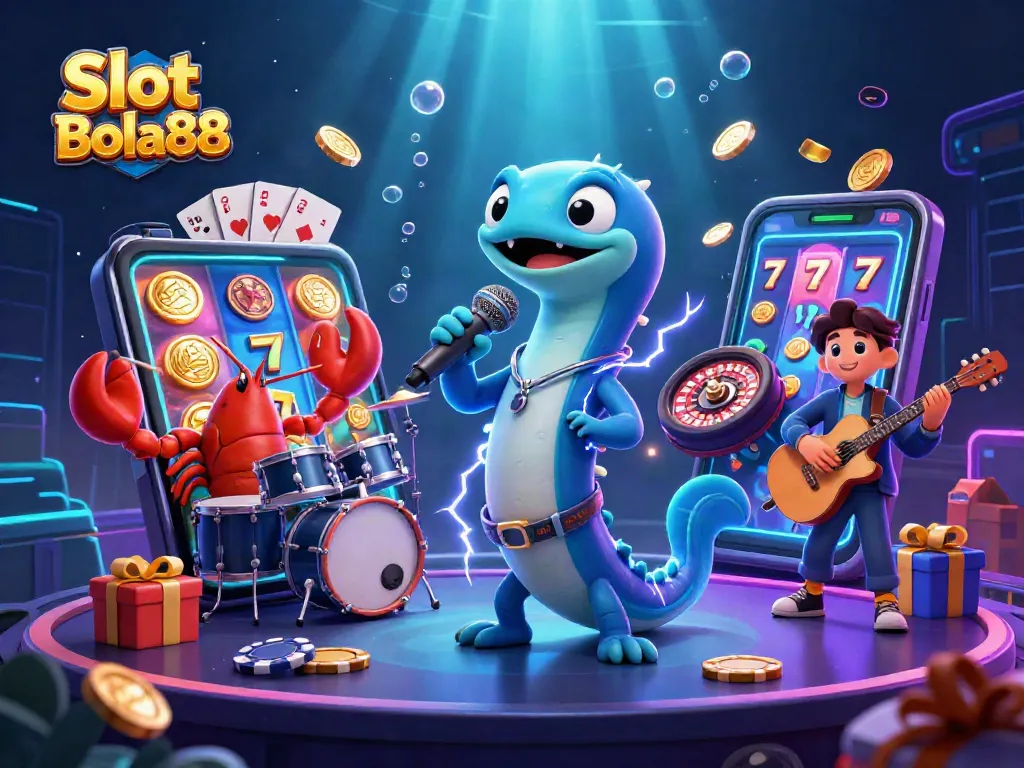 Spin colorful Slot Bola88 reels in an underwater casino with lively characters and dynamic elements.