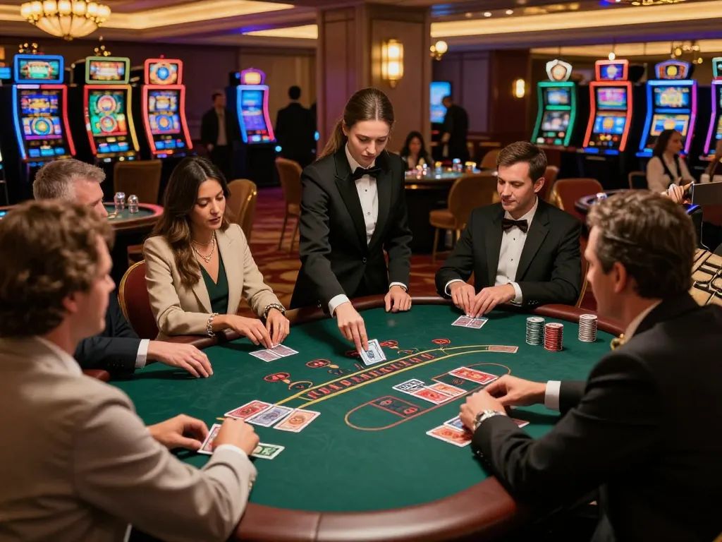 hd88 players participate in high-stakes blackjack at an upscale casino, capturing the excitement of luxury gaming