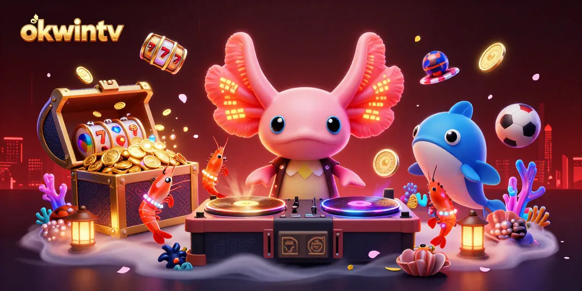 Experience seamless betting with okwintv's vibrant underwater illustration featuring exciting casino elements.