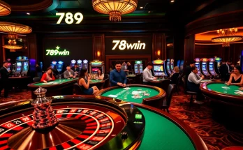 Experience the excitement of winning at 789win casino with vibrant gambling tables and players engaged in thrilling games.