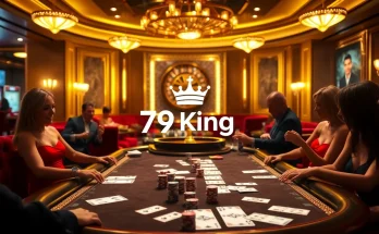 Players enjoying a thrilling game at 79king casino table with cards and chips visible.