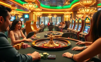 SIN88 betting table with vibrant chips and slot machines showcasing gambling excitement