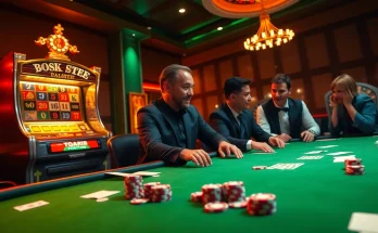 Experience the thrill of online gaming at https://c168.ltd/ with players engaging in high-stakes poker at a vibrant casino table.